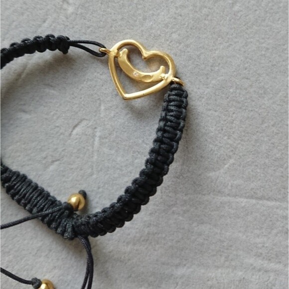 Juicy Couture black Knit Pave crystals heart Bracelet - Picture 5 of 8
